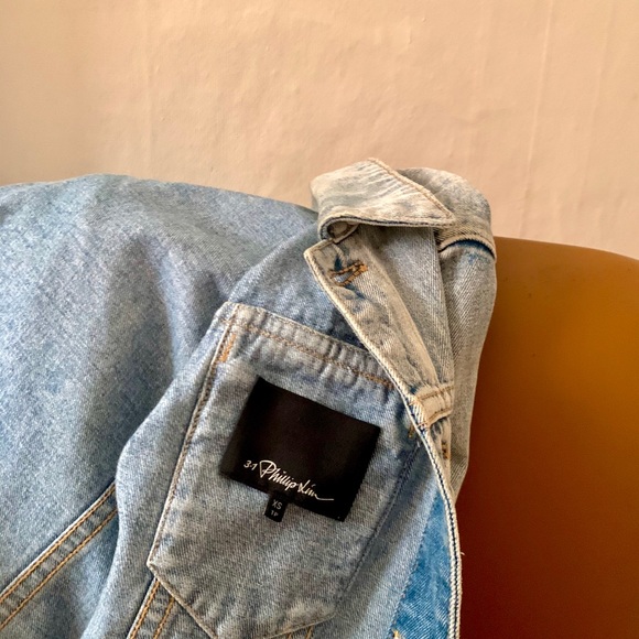 3.1 Phillip Lim Distressed Denim Patchwork Jacket